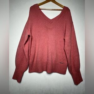 Michael Kors Women’s Pink Deep V-Neck Cottage Coquette Balletcore Sweater Sz L